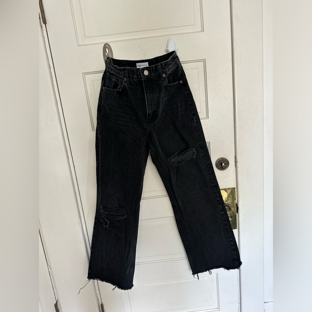 Zara Wide Leg Ripped Jeans